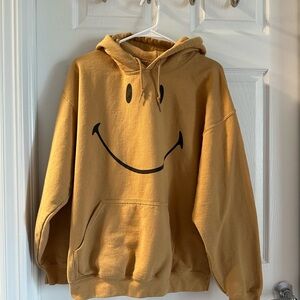 🎉3/$20!!  Mustard Hoodie with Black Smiley Face